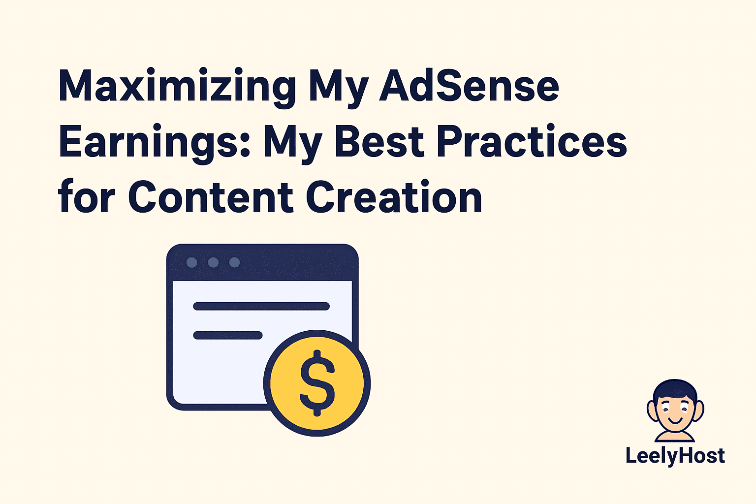 Maximizing AdSense earnings with proven content creation strategies – LeelyHost blog featured image with logo